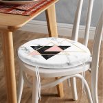 - RealHomes Yuvarlak Fermuarlı Minder - Realhomes Yaldız Renk Ters Üçgen Desenli Yuvarlak Fermuarlı Sandalye Minderi Realhomes