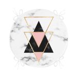 - RealHomes Yuvarlak Fermuarlı Minder - Realhomes Yaldız Renk Ters Üçgen Desenli Yuvarlak Fermuarlı Sandalye Minderi Realhomes