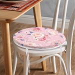 - RealHomes Yuvarlak Fermuarlı Minder - Realhomes  Pudra Temalı Kanaviçe Dijital Baskılı Yuvarlak Fermuarlı Sandalye Minderi Realhomes