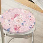 - RealHomes Yuvarlak Fermuarlı Minder - Realhomes  Pudra Temalı Kanaviçe Dijital Baskılı Yuvarlak Fermuarlı Sandalye Minderi Realhomes