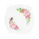 - RealHomes Yuvarlak Fermuarlı Minder - Realhomes  Kuş Motifli A True Love Story Never Ends Renkli Modern Yuvarlak Fermuarlı Sandalye Minderi Realhomes