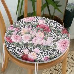 - RealHomes Yuvarlak Fermuarlı Minder - Realhomes  Leopar Temalı Kanaviçe Desenli Dijital Baskılı Yuvarlak Fermuarlı Sandalye Minderi Realhomes