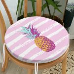 - RealHomes Yuvarlak Fermuarlı Minder - Realhomes Canlı Renkli Ananas Motifli Dijital Baskılı Yuvarlak Fermuarlı Sandalye Minderi Realhomes