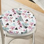 - RealHomes Yuvarlak Fermuarlı Minder - Realhomes Düzensiz Geometrik Şekiller Dijital Baskılı Yuvarlak Fermuarlı Sandalye Minderi Realhomes