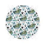 - RealHomes Yuvarlak Fermuarlı Minder - Realhomes  Mavi Geometrik Palmiye Desenleri Yuvarlak Fermuarlı Sandalye Minderi Realhomes