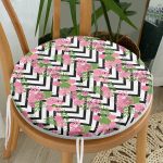 - RealHomes Yuvarlak Fermuarlı Minder - Realhomes Zikzak Zebra Desenli Ogea Desenli Yuvarlak Fermuarlı Sandalye Minderi Realhomes