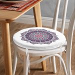 - RealHomes Yuvarlak Fermuarlı Minder - Realhomes  Daire Çini Desenli Dijital Baskılı Yuvarlak Fermuarlı Sandalye Minderi Realhomes