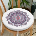 - RealHomes Yuvarlak Fermuarlı Minder - Realhomes  Daire Çini Desenli Dijital Baskılı Yuvarlak Fermuarlı Sandalye Minderi Realhomes