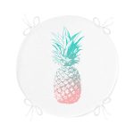 Mavi Ananas Dijital Baskılı Yuvarlak Fermuarlı Sandalye Minderi Realhomes