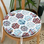 - RealHomes Yuvarlak Fermuarlı Minder - Realhomes  Bordo Mavi Denizci Motifli Dijital Baskılı Yuvarlak Fermuarlı Sandalye Minderi Realhomes