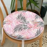 - RealHomes Yuvarlak Fermuarlı Minder - Realhomes  Palmiye Esintisi Temalı Dijital Baskılı Yuvarlak Fermuarlı Sandalye Minderi Realhomes