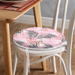 - RealHomes Yuvarlak Fermuarlı Minder - Realhomes  Palmiye Esintisi Temalı Dijital Baskılı Yuvarlak Fermuarlı Sandalye Minderi Realhomes