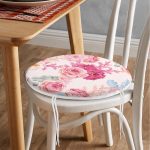 - RealHomes Yuvarlak Fermuarlı Minder - Realhomes  Pudra Çiçekler Temalı Dijital Baskılı Yuvarlak Fermuarlı Sandalye Minderi Realhomes