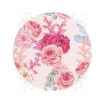 - RealHomes Yuvarlak Fermuarlı Minder - Realhomes  Pudra Çiçekler Temalı Dijital Baskılı Yuvarlak Fermuarlı Sandalye Minderi Realhomes