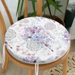 - RealHomes Yuvarlak Fermuarlı Minder - Realhomes  Mavi-Mor Renk İşleyen Çarklar Motifli Yuvarlak Fermuarlı Sandalye Minderi Realhomes
