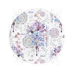 - RealHomes Yuvarlak Fermuarlı Minder - Realhomes  Mavi-Mor Renk İşleyen Çarklar Motifli Yuvarlak Fermuarlı Sandalye Minderi Realhomes