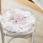 Pudra Renk İşleyen Çarklar Motifli Yuvarlak Fermuarlı Sandalye Minderi Realhomes