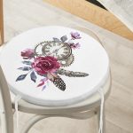 - RealHomes Yuvarlak Fermuarlı Minder - Realhomes  Cep Saati Motifli Kuş Tüyü Desenli Yuvarlak Fermuarlı Sandalye Minderi Realhomes