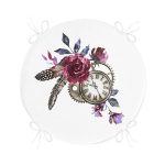 - RealHomes Yuvarlak Fermuarlı Minder - Realhomes  Cep Saati Motifli Kuş Tüyü Desenli Yuvarlak Fermuarlı Sandalye Minderi Realhomes