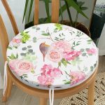 - RealHomes Yuvarlak Fermuarlı Minder - Realhomes  Renkli Kuş Motifli Dijital Baskılı Yuvarlak Fermuarlı Sandalye Minderi Realhomes