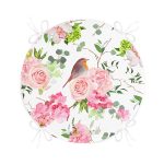 - RealHomes Yuvarlak Fermuarlı Minder - Realhomes  Renkli Kuş Motifli Dijital Baskılı Yuvarlak Fermuarlı Sandalye Minderi Realhomes