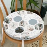 - RealHomes Yuvarlak Fermuarlı Minder - Realhomes  Hava Durumu Temalı Bal Peteği Motifli Dijital Baskılı Yuvarlak Fermuarlı Sandalye Minderi Realhomes