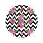 Zikzak Zebra Temalı Gül Motifli Modern Yuvarlak Fermuarlı Sandalye Minderi Realhomes