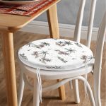 - RealHomes Yuvarlak Fermuarlı Minder - Realhomes  Beyaz Temalı Palmiye Adası Dijital Baskılı Yuvarlak Fermuarlı Sandalye Minderi Realhomes