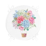 - RealHomes Yuvarlak Fermuarlı Minder - Realhomes Kurdele Motifli Karma Çiçek Dijital Baskılı Yuvarlak Fermuarlı Sandalye Minderi Realhomes