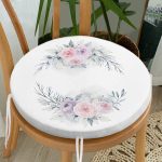 Çiçek Motifli Dijital Baskılı Yuvarlak Fermuarlı Sandalye Minderi Realhomes