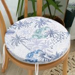 - RealHomes Yuvarlak Fermuarlı Minder - Realhomes Turkuaz Palmiye Çizimli Dijital Baskılı Yuvarlak Fermuarlı Sandalye Minderi Realhomes