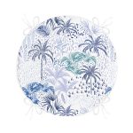 - RealHomes Yuvarlak Fermuarlı Minder - Realhomes Turkuaz Palmiye Çizimli Dijital Baskılı Yuvarlak Fermuarlı Sandalye Minderi Realhomes