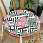 - RealHomes Yuvarlak Fermuarlı Minder - Realhomes Karışık Desenli Gül Dijital Baskılı Yuvarlak Fermuarlı Sandalye Minderi Realhomes