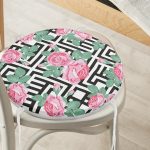 - RealHomes Yuvarlak Fermuarlı Minder - Realhomes Karışık Desenli Gül Dijital Baskılı Yuvarlak Fermuarlı Sandalye Minderi Realhomes