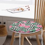 - RealHomes Yuvarlak Fermuarlı Minder - Realhomes Karışık Desenli Gül Dijital Baskılı Yuvarlak Fermuarlı Sandalye Minderi Realhomes