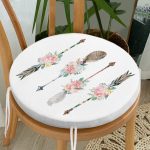Çiçekli Mızrak Motifli Dijital Baskılı Yuvarlak Fermuarlı Sandalye Minderi Realhomes