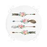 Çiçekli Mızrak Motifli Dijital Baskılı Yuvarlak Fermuarlı Sandalye Minderi Realhomes