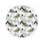 Üçgen Şekilli Palmiye Motifli Dijital Baskılı Yuvarlak Fermuarlı Sandalye Minderi Realhomes