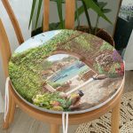 - RealHomes Yuvarlak Fermuarlı Minder - Realhomes Tavus Kuşu Dijital Baskılı Yuvarlak Fermuarlı Sandalye Minderi Realhomes