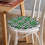 - RealHomes Yuvarlak Fermuarlı Minder - Realhomes Zikzak Zebra Temalı Yaprak Çizimli Dijital Baskılı Yuvarlak Fermuarlı Sandalye Minderi Realhomes