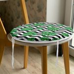 - RealHomes Yuvarlak Fermuarlı Minder - Realhomes Zikzak Zebra Temalı Yaprak Çizimli Dijital Baskılı Yuvarlak Fermuarlı Sandalye Minderi Realhomes