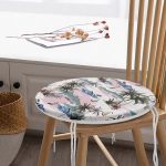 - RealHomes Yuvarlak Fermuarlı Minder - Realhomes  Palmiye Motifli Ada Desenli Dijital Baskılı Yuvarlak Fermuarlı Sandalye Minderi Realhomes