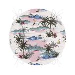 - RealHomes Yuvarlak Fermuarlı Minder - Realhomes  Palmiye Motifli Ada Desenli Dijital Baskılı Yuvarlak Fermuarlı Sandalye Minderi Realhomes