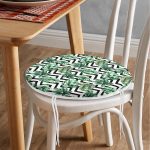 - RealHomes Yuvarlak Fermuarlı Minder - Realhomes  Zikzak Siyah Beyaz Şerit Temalı Yaprak Çizimi Yuvarlak Fermuarlı Sandalye Minderi Realhomes