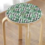 - RealHomes Yuvarlak Fermuarlı Minder - Realhomes  Zikzak Siyah Beyaz Şerit Temalı Yaprak Çizimi Yuvarlak Fermuarlı Sandalye Minderi Realhomes