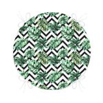 - RealHomes Yuvarlak Fermuarlı Minder - Realhomes  Zikzak Siyah Beyaz Şerit Temalı Yaprak Çizimi Yuvarlak Fermuarlı Sandalye Minderi Realhomes