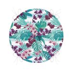 - RealHomes Yuvarlak Fermuarlı Minder - Realhomes Turkuaz Temalı Eflatun Çiçek Desenli Yuvarlak Fermuarlı Sandalye Minderi Realhomes