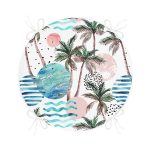 - RealHomes Yuvarlak Fermuarlı Minder - Realhomes Palmiye Desenli Gezegen Dijital Baskılı Yuvarlak Fermuarlı Sandalye Minderi Realhomes