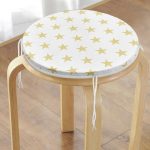 Hardal Renk Yıldız Dijital Baskılı Yuvarlak Fermuarlı Sandalye Minderi Realhomes