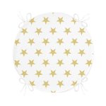 Hardal Renk Yıldız Dijital Baskılı Yuvarlak Fermuarlı Sandalye Minderi Realhomes